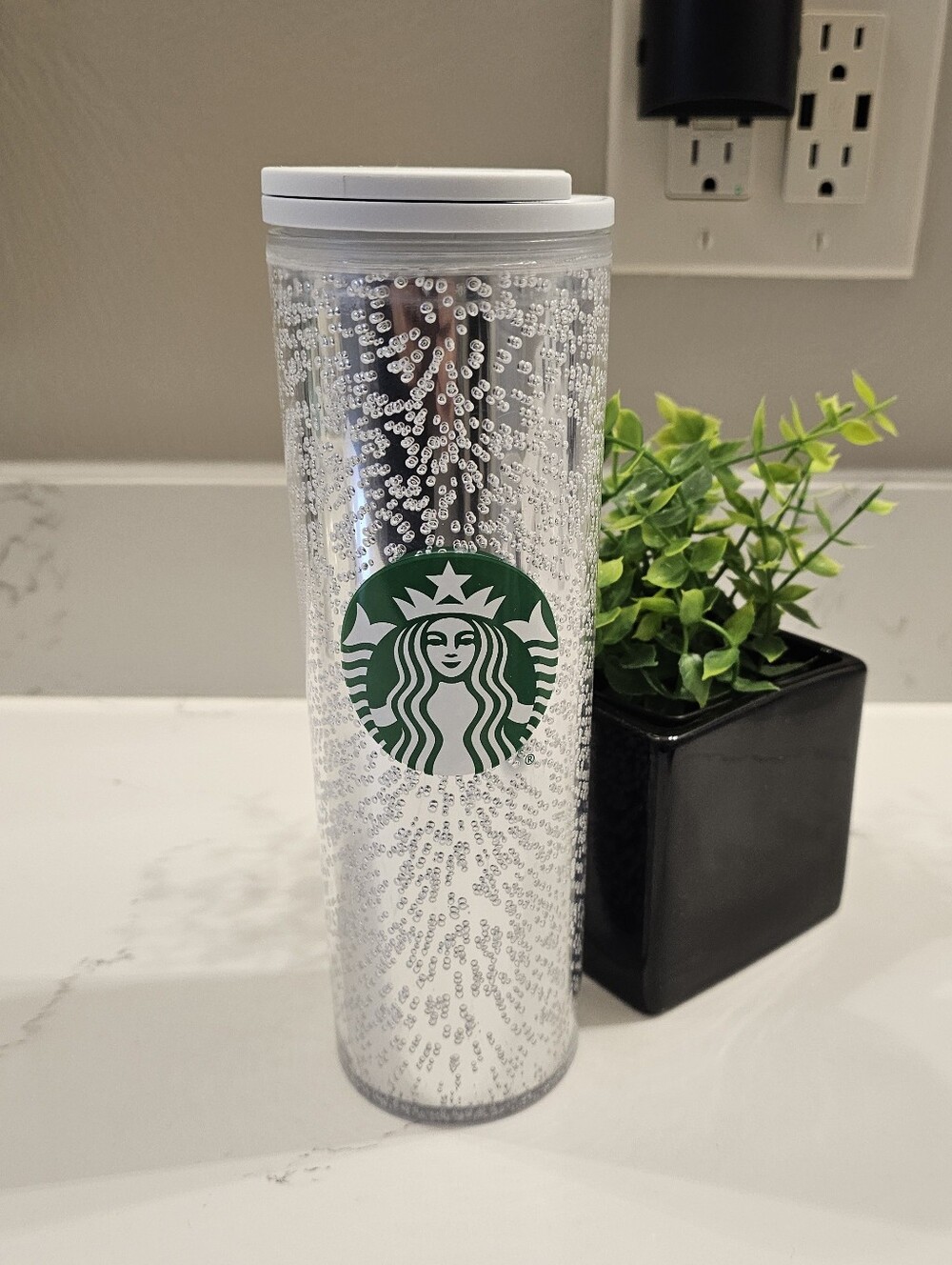 Starbucks Silver Bubble Logo Tumbler - White Lid